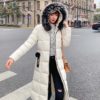 Fashion Solid Hooded Parkas Slim Cotton Padded Coat - Image 4