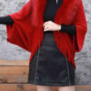Faux Fur Poncho Turn Down Collar Layered Fringe Cape - Image 4