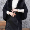 Faux Fur Poncho Turn Down Collar Layered Fringe Cape - Image 6