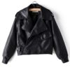 Faux Leather PU Style Coat Collar Loose Punk Outerwear - Image 4