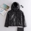 Faux Leather Padded Hooded Jacket Casual Masculine Style - Image 6