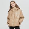 Faux Leather Padded Hooded Jacket Casual Masculine Style