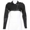 Fur Leather Button Bomber Long Sleeve Harajuku Crop Jacket - Image 6