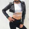 Fur Leather Button Bomber Long Sleeve Harajuku Crop Jacket