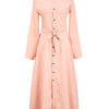 High Rise Stand Collar Buttons Long Sleeves Shirt Maxi Dress - Image 5