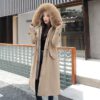 Hooded Jacket Large Fur Collar Embroidery Padded Long Coat - Image 2