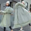 Hooded Jacket Large Fur Collar Embroidery Padded Long Coat - Image 3