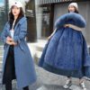 Hooded Jacket Large Fur Collar Embroidery Padded Long Coat - Image 4