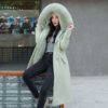 Hooded Jacket Large Fur Collar Embroidery Padded Long Coat