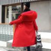Hooded Jacket Large Fur Collar Embroidery Padded Long Coat - Image 6