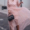 Jewel Neck Long Sleeve Irregular Floor Length Dress