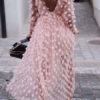 Jewel Neck Long Sleeve Irregular Floor Length Dress - Image 2