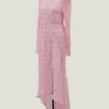 Jewel Neck Long Sleeve Irregular Floor Length Dress - Image 3