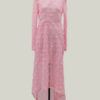 Jewel Neck Long Sleeve Irregular Floor Length Dress - Image 4