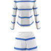 Jewel Neck Long Sleeve Stripes Outfits  Two Piece Sets - Image 5