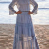Lace Off-The-Shoulder Long Sleeves Oversized Long Dress