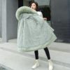 Long Cotton Large Fur Collar Slim Hooded Parkas Jacket - Image 4