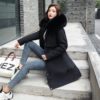 Long Cotton Large Fur Collar Slim Hooded Parkas Jacket