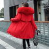 Long Cotton Large Fur Collar Slim Hooded Parkas Jacket - Image 6