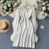 Long Sleeve Casual Loose A-line Thick Warm Sweater Dress - Image 9