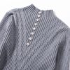 Long Sleeve Pleated Warm Street Wear Jumper Sweater Dress - Image 8