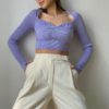 Long Sleeve Pullover Cropped Jumper Vintage Knitted Sweater - Image 2