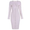 Long Sleeve Sexy Button Embellished Bandage Evening Party Dress - Image 4