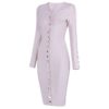 Long Sleeve Sexy Button Embellished Bandage Evening Party Dress - Image 5