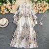 Long Sleeve Single Breasted A-line Maxi Dress - Image 2
