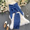 Long Sleeve Sweater Tops And High Waist Bodycon Skirt Two Pieces Set - Image 2