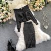 Long Sleeve Sweater Tops And High Waist Bodycon Skirt Two Pieces Set - Image 4