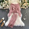 Long Sleeve Sweater Tops And High Waist Bodycon Skirt Two Pieces Set - Image 5