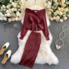 Long Sleeve Sweater Tops And High Waist Bodycon Skirt Two Pieces Set - Image 7