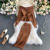 Long Sleeve Sweater Tops And High Waist Bodycon Skirt Two Pieces Set - Image 11