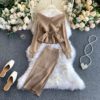 Long Sleeve Sweater Tops And High Waist Bodycon Skirt Two Pieces Set - Image 13