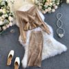Long Sleeve Sweater Tops And High Waist Bodycon Skirt Two Pieces Set - Image 14