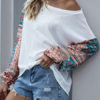 Long Sleeves Round Neck Boho Printed Tee Shirt - Image 2