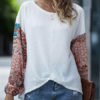 Long Sleeves Round Neck Boho Printed Tee Shirt - Image 3