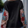 Long Sleeves Round Neck Boho Printed Tee Shirt - Image 6