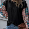 Long Sleeves Round Neck Boho Printed Tee Shirt - Image 8
