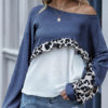 Long Sleeves Tees Round Neck Leopard Print T Shirt - Image 4