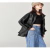 Loose Soft PU Leather Punk Streetwear Motor Biker Jacket - Image 3