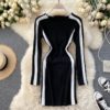 O Neck Long Sleeve Sexy Bodycon Streetwear Dresses