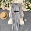 O Neck Long Sleeve Slim Elastic A-line Bodycon Dresses - Image 8