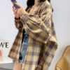 Plaid Turndown Collar Long Sleeves Cotton Shirts - Image 4