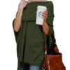 Poncho Bateau Neck Long Sleeves Pleated Cape - Image 3