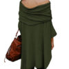 Poncho Bateau Neck Long Sleeves Pleated Cape - Image 4