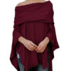 Poncho Bateau Neck Long Sleeves Pleated Cape