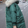 Puffer Faux Fur Hooded Long Sleeve Pockets Zip Up Coat - Image 4