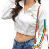 Pullover Sweatshirt Long Sleeves Zip Up Crop Tops - Image 3